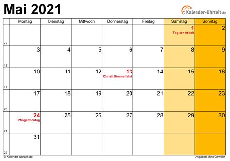 Kalender Mai 2021 Zum Ausdrucken