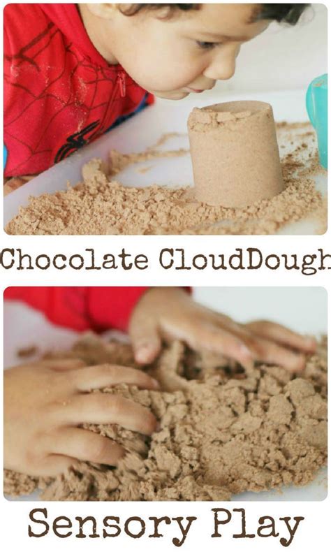 sensory play with chocolate cloud dough 2 ways to make cloud dough sensory play sensory