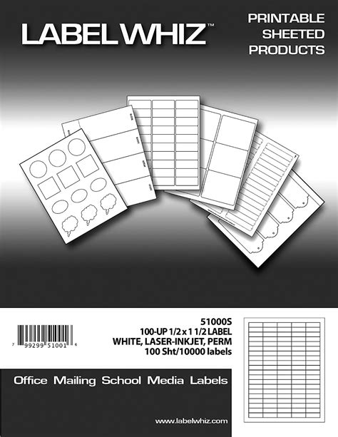 Labelwhiz All Purpose Labels For Laser And Inkjet Printers 12 X 1 12