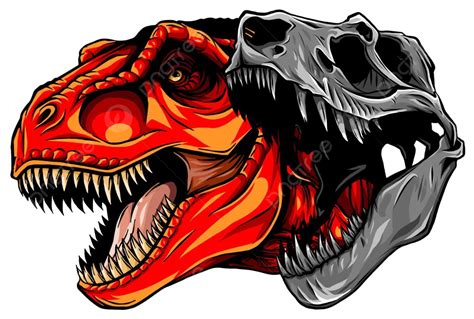 Tyrannosaurus Rex Skull Fossil Vector Illustration Design Cold Isolated