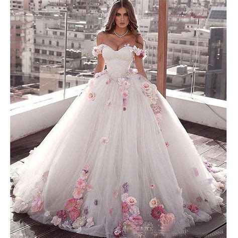 Fall Glamorous Off Shoulder Tulle Princess Ball Gown Weeding Dresses