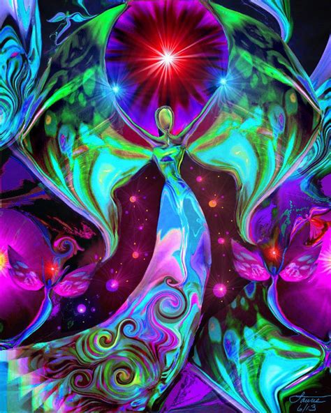 Rainbow Chakra Art Angel Decor Reiki Energy Healing