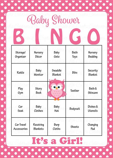 Owl Baby Shower Game Download For Girl Baby Bingo Celebrate Life Crafts