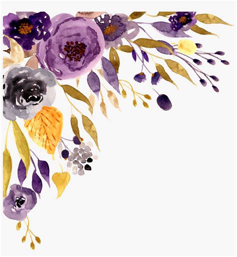 Flowers Floral Border Purple Watercolor Watercolor Purple Watercolor