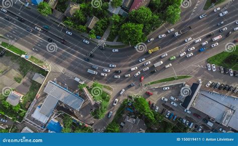 Drones Eye View Traffic Jam Top View Transportation Concept Stock