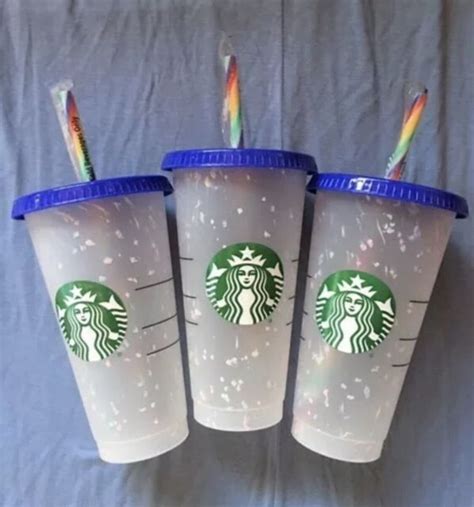 Set Of Starbucks Confetti Color Changing Cold Cup Tumbler Oz