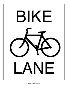 Printable Bike Lane Sign