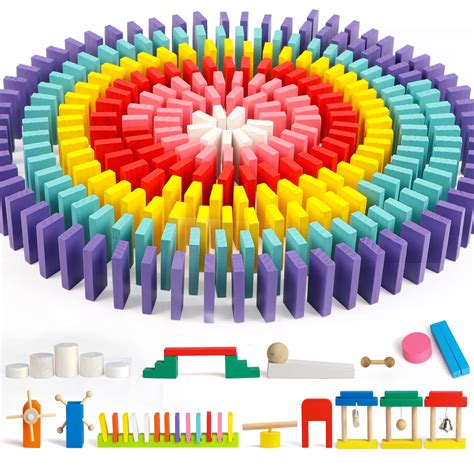 される 1000 Pcs Dominoes Set For Kids With Extra 11 Blocks， Wooden