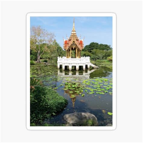 Temple In A Lake In King Rama Ix Park Bangkok Sticker For Sale By