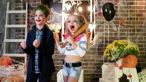 Stock Video Of Children Screaming Harley Quinn And Joker 29210998