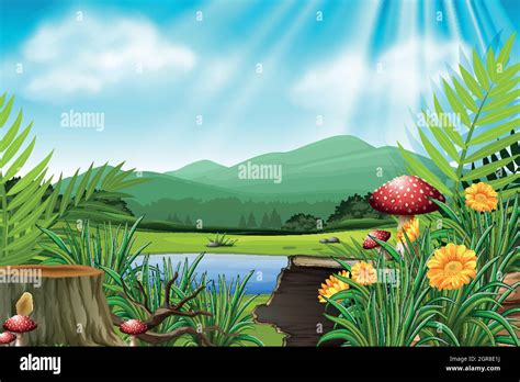 Background Scene With Mountain And Lake Stock Vector Image And Art Alamy