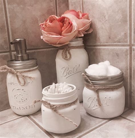 Shop for mason jars at bed bath & beyond. Pin by Bushel and a Peck on Mason Jar Bathroom Sets | Mason jar decorations, Rustic mason jars ...