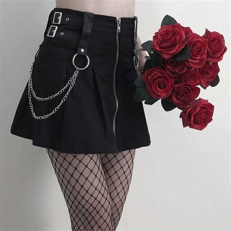 skirts womens zipper pu gothic mini skirt chain black punk rock 2019 fashion streetwear cool