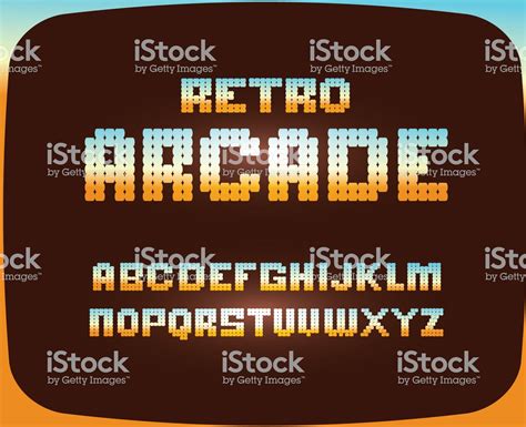 Vector Illustration Of A Retro Arcade Gaming Font Alphabet Design