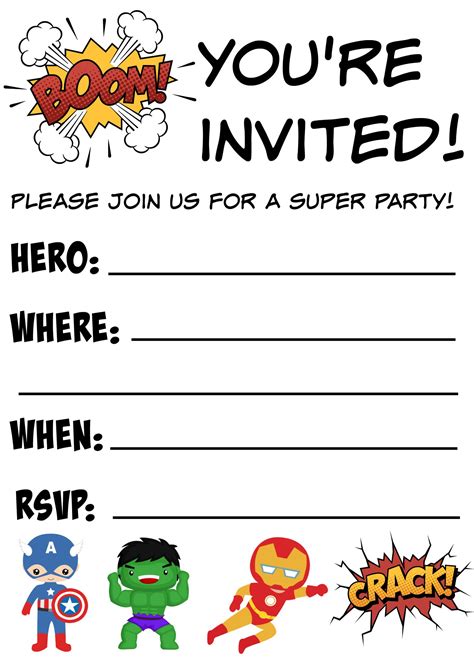 Free Superhero Printable Invitations