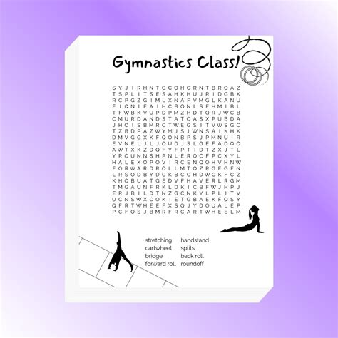 Gymnastics Word Search Printable 8 5x11 Inch In 2022 Color Activities Word Search Gymnastics