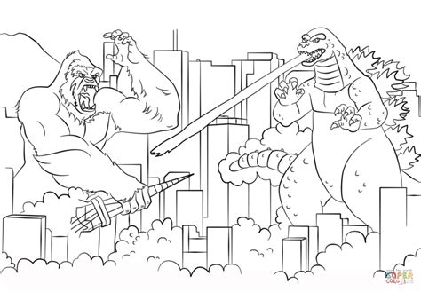 For boys and girls, kids and adults, teenagers and toddlers, preschoolers and older kids at school. Godzilla Vs King Kong Coloring Pages - Free Coloring Pages