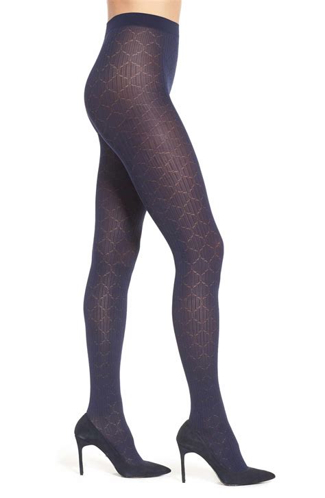 24 Navy Blue Patterned Nora Tights Blue Pattern Tights Opaque Tights
