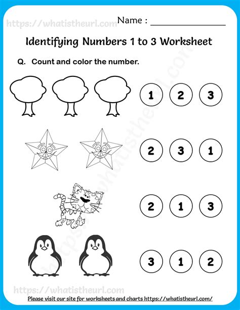 Match Numbers 1 3 Worksheet Identifying Numbers 1 To