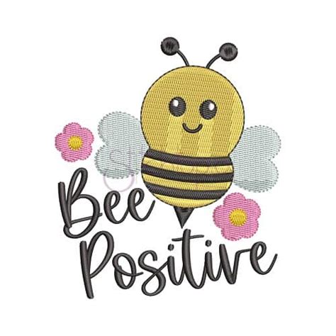 Bee Positive Embroidery Design Stitchtopia