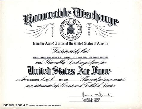 Honorable Discharge Certificate Dd Form 256 Af 19 May 1955 Flickr