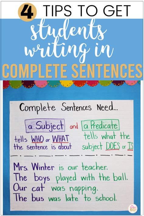4 Tips To Get Students Writing In Complete Sentences Mrs Winters