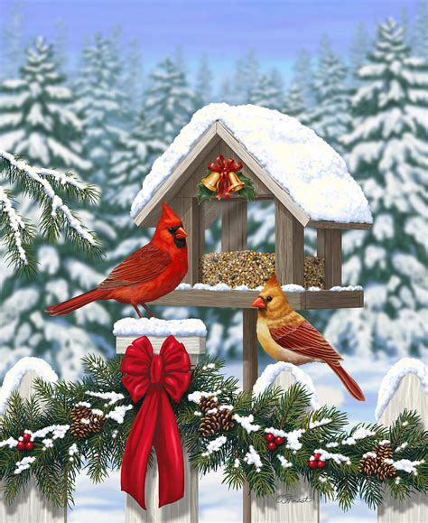 Cardinals Christmas Feast Digital Art By Crista Forest