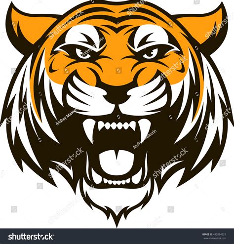 Vector Illustration Head Ferocious Tiger On Stock Vector Royalty Free