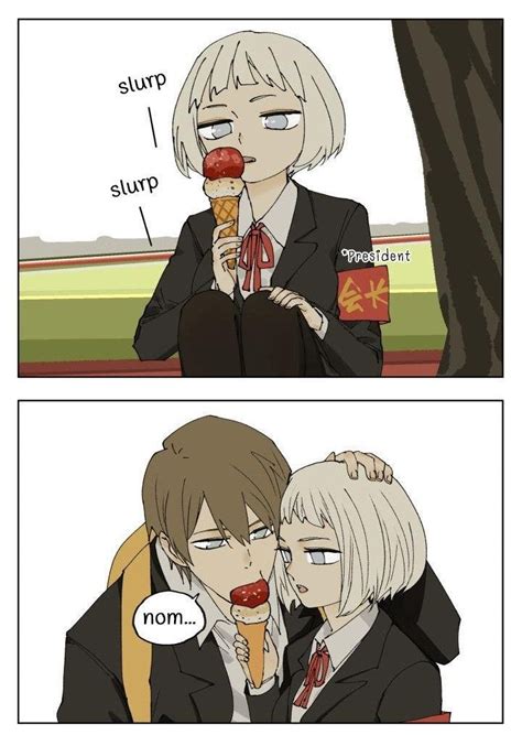 Two Anime Comics With The Same Person Eating An Ice Cream Cone