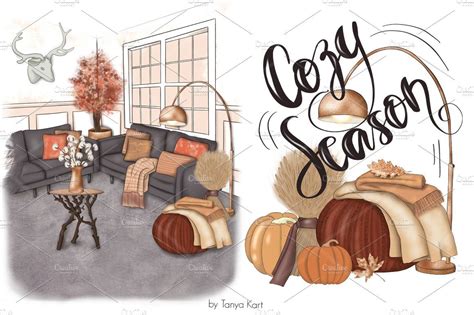 Cozy Season Clipart And Patterns Printable Art Prints Clip Art