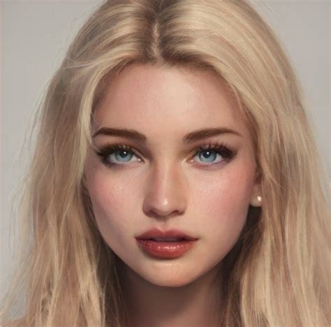 Blonde Girl Blue Eyes💙 In 2021 Digital Art Girl Character Portraits