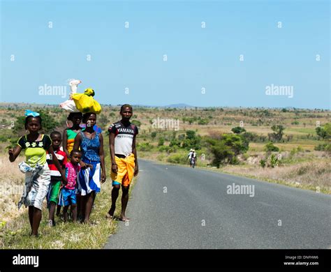 Local Villagers Walking Along The Roads In Madagascar Stock Photo Alamy