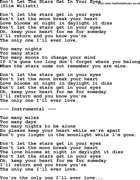 Dont Let The Stars Get In Your Eyes By George Jones Counrty Song Lyrics