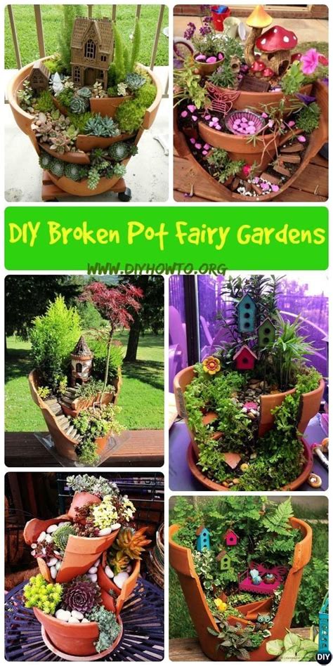 Gazebo, wood log bridge, garden arch, ladder. DIY Broken Pot Fairy Garden Ideas [Picture Instructions ...