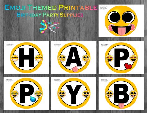 Emoji Printable Birthday Supplies Emoticon Smiley