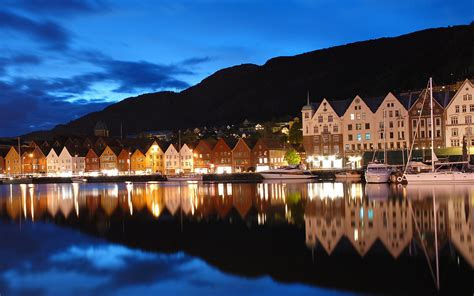 해변 마을 노르웨이 여행 도시 풍경 바탕 화면시사