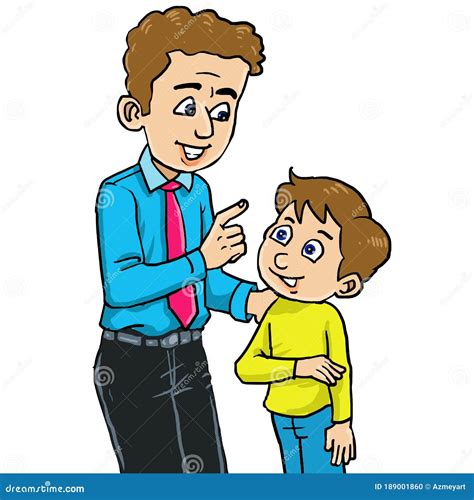 Father And Son Friendly Talking Vector Illustration