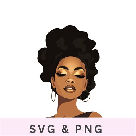 Fashion Clipart African American Lady With Short Hair Svg Dark Elegant Woman With Make Up Png