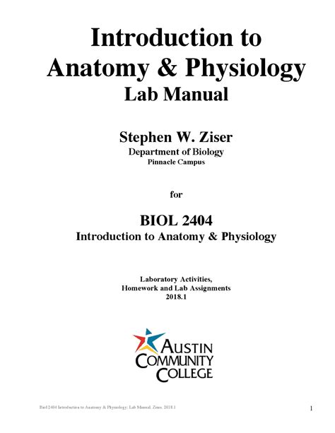 Introduction To Anatomy And Physiology Lab Manual Docsity