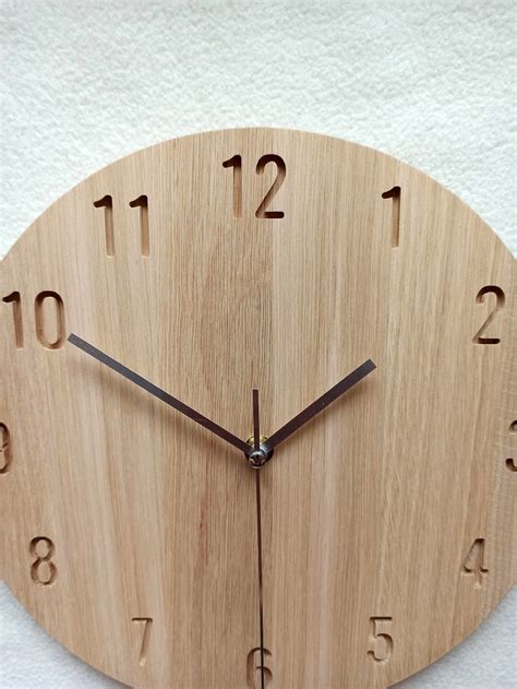 Minimalist Wooden Wall Clock Modern Oak Clock 11 Etsy Uk