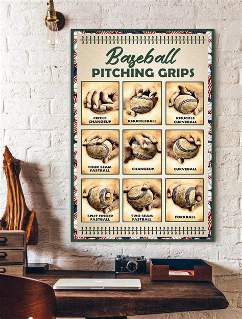 Baseball Pitching Grips Knowledge Poster Poster Art Design
