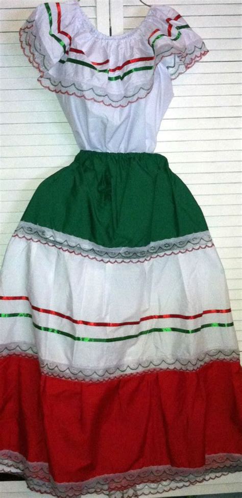 Womens One Size Fits Most Top And Skirt Set Mexican Folklorico Fiesta Dance New Clothing Shoes