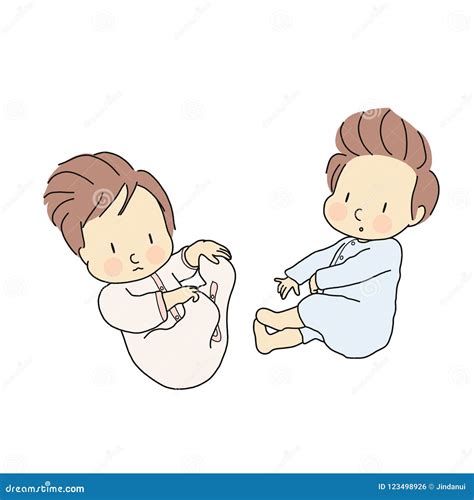 Vector Illustration Of Little Infants Laying Newborn Baby Cartoon