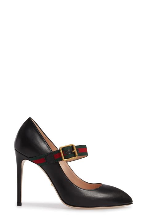 Gucci Sylvie Leather Mid Heel Pumps In Black Modesens