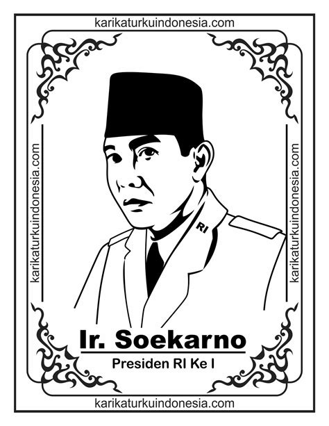 Gambar Mewarnai Soekarno Pahlawan Nasional Indonesia Belajarmewarnai