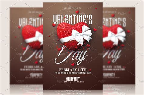 Valentines Day Psd Invitation Flyer Templates Creative Market