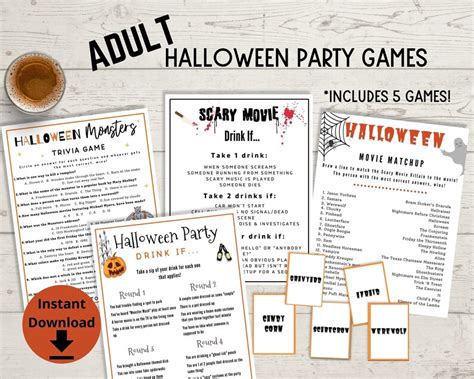 Adult Halloween Games Halloween Party Games Adult Drinking Etsy
