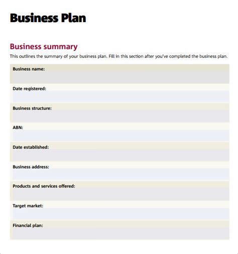 7 Sample Business Plan Templates Sample Templates