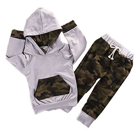 Newborn Infant Baby Boy Girls Camouflage Clothes Hooded T Shirt Tops