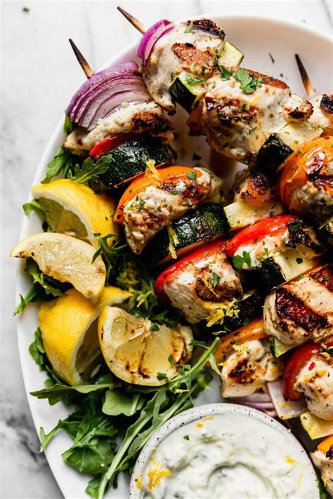 Greek Chicken Kebabs With Tzatziki Sauce The Real Food Dietitians